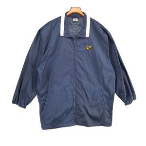Vtg Nike Windbreaker Jacket Mens Blue Full Zip Mid Length Nylon Ripstop Size XL